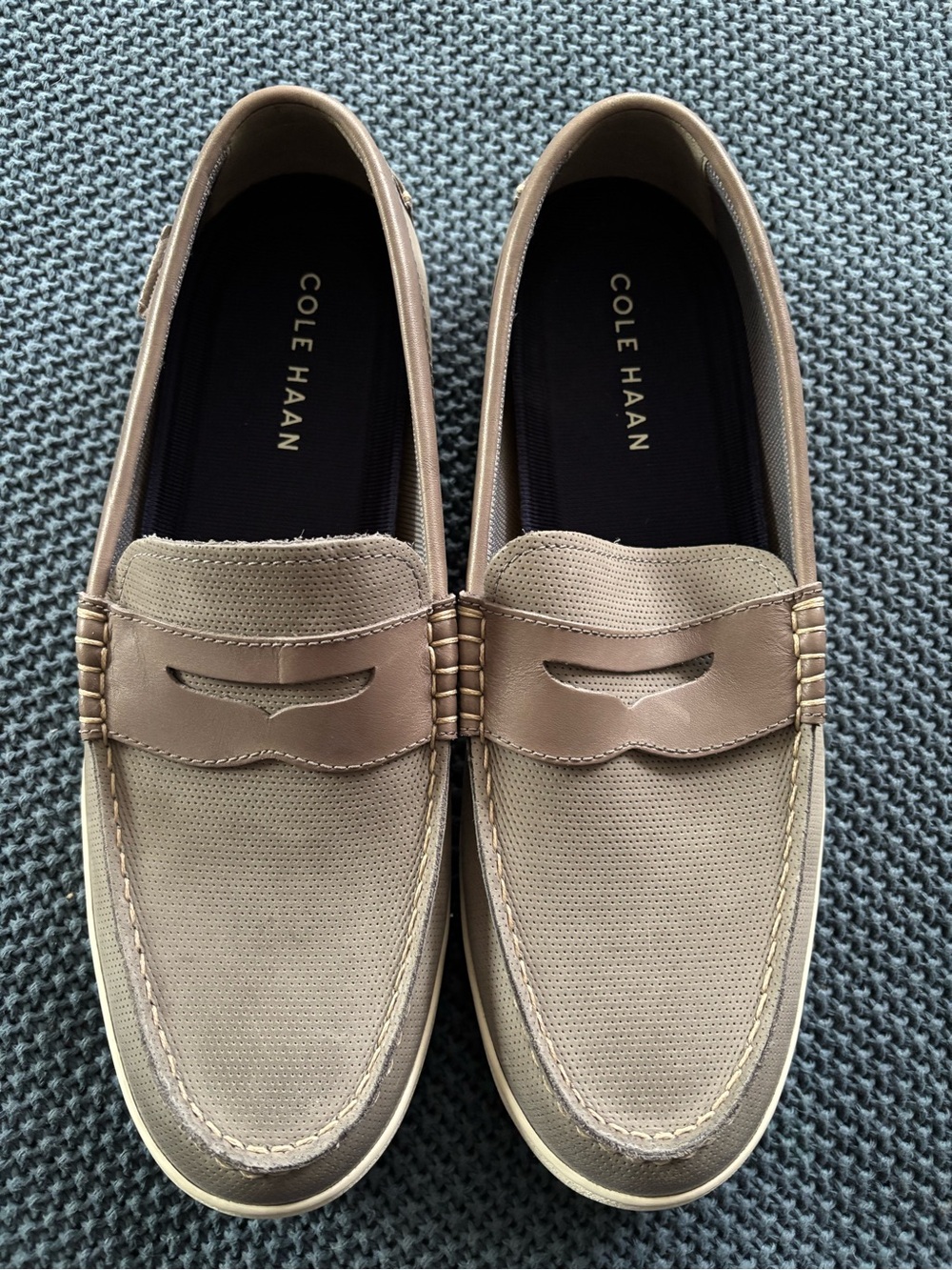 Cole Haan Men’s Beige/Tan Slip-On Penny Loafers